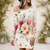 Plus Size Ladies Slanted Off Shoulder Long Sleeve A Line Dress