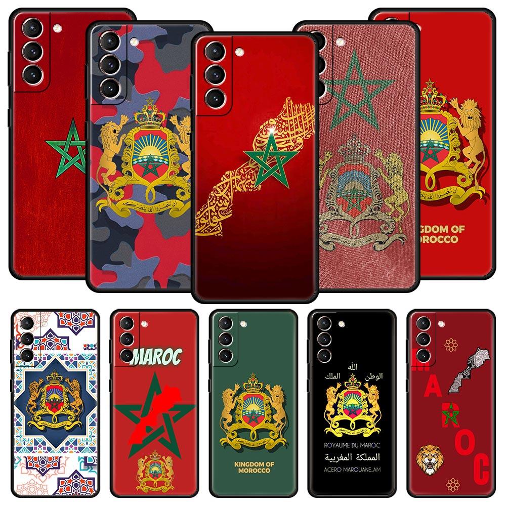 Bandiera Marocchina Maroc Marocco Custodia per Telefono Passaporto Per Samsung Galaxy S26 Ultra S25 Plus S24 FE S23 S22 5G S21 S20 Cover Nera Morbida