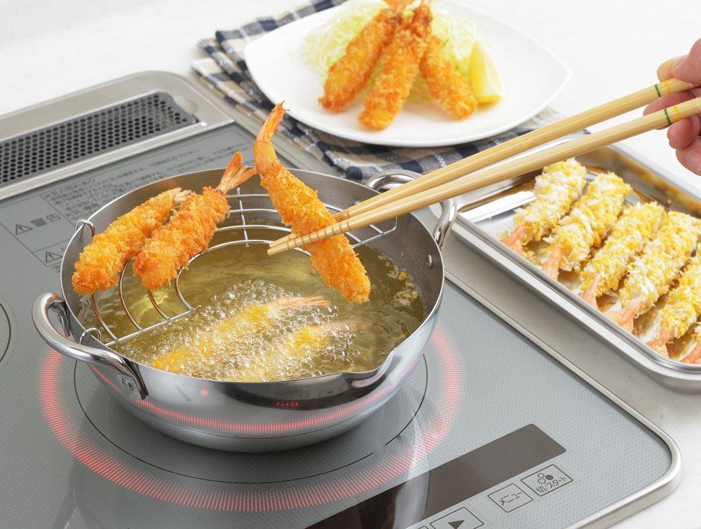 Yoshikawa Tempura Pot, 20cm, 1.8L, Stainless Steel, Induction and Gas Compatible, Gogi, Made in Japan, Tsubame-Sanjo, YJ2437