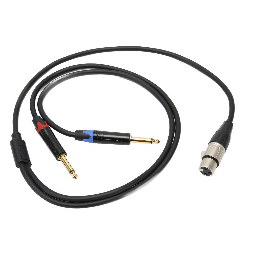 Y Splitter Dual 6.35mm Male To XLR Female 24K Gold Plated Microphone Splitter Cord  for Microphone