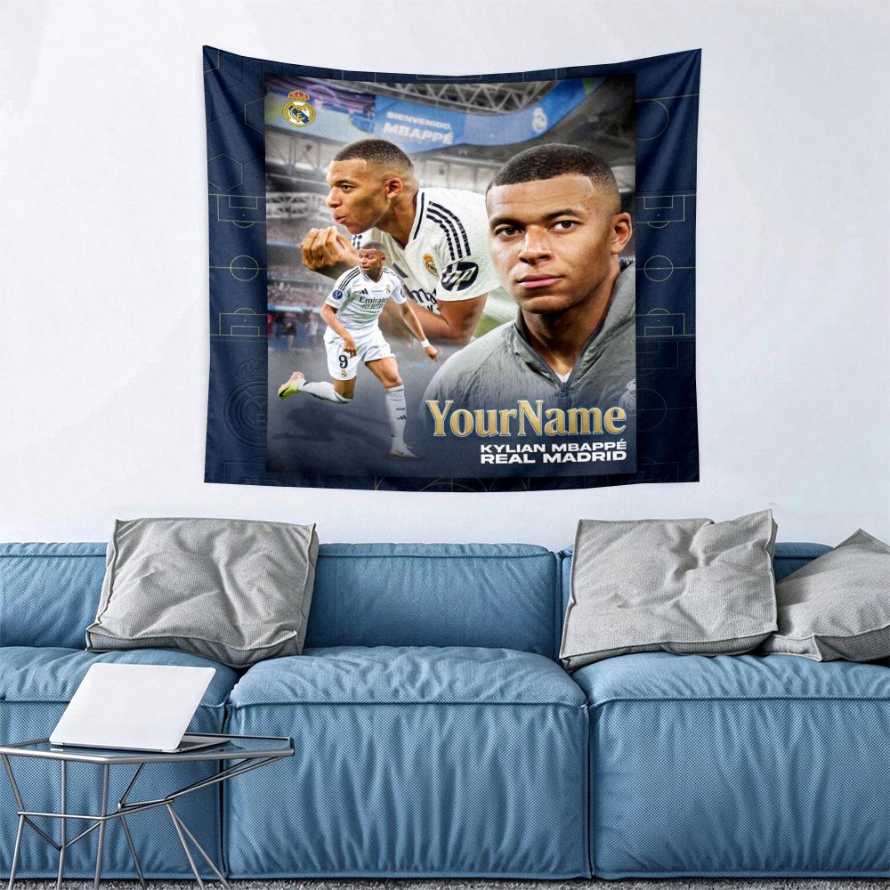 Mbappe Custom Your Name Wall Decor Tapestry Art For Pet Memorial Birthday Wedding Party Backdrop Family Gift