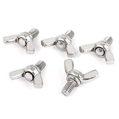 5 Pieces M6 x 10mm 1mm Pitch 304 Stainless Steel Thumb Screw Butterfly Bolts Silver
