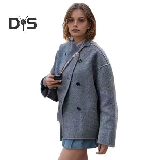 

Осень-зима Женская куртка однобортная двубортная утолщенная кардиган свободная с длинными рукавами воротник стойка нагрудные карманы верхняя одежда пальто M