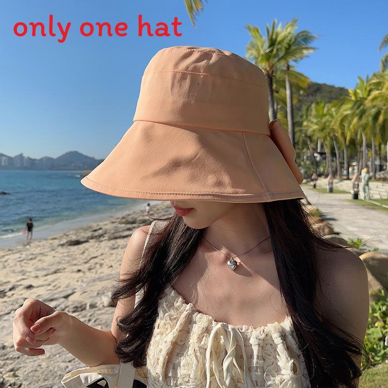 Cotton Sun Hat With Bowknot For Women Summer Uv Protection Outdoor Accessory