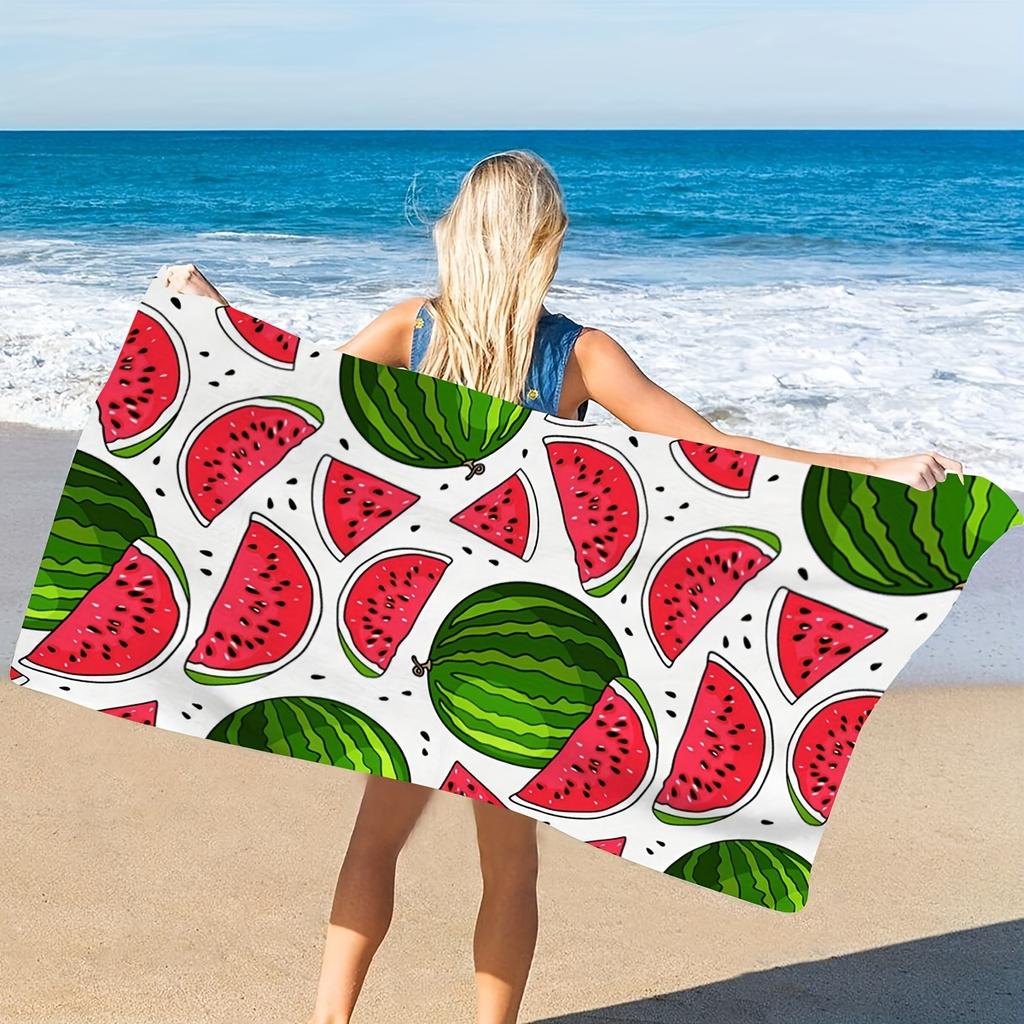 Watermelon Print Summer Beach Towel, All Over Design Microfiber Quick Dry Absorbent Soft for Travel Pool Bath Seaside Gift