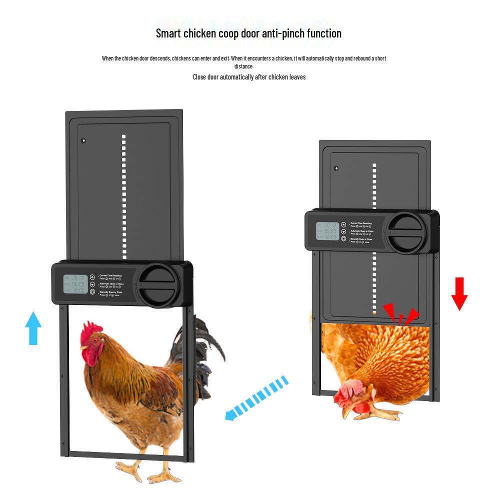 Solar-Powered Automatic Chicken Door: Waterproof Aluminum with Timer & Light Sensor for Coops & Pets