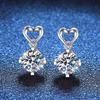 Sterling Heart Stud Earrings With 1ct D Color Moissanite Stone Women Sweet Korean Style