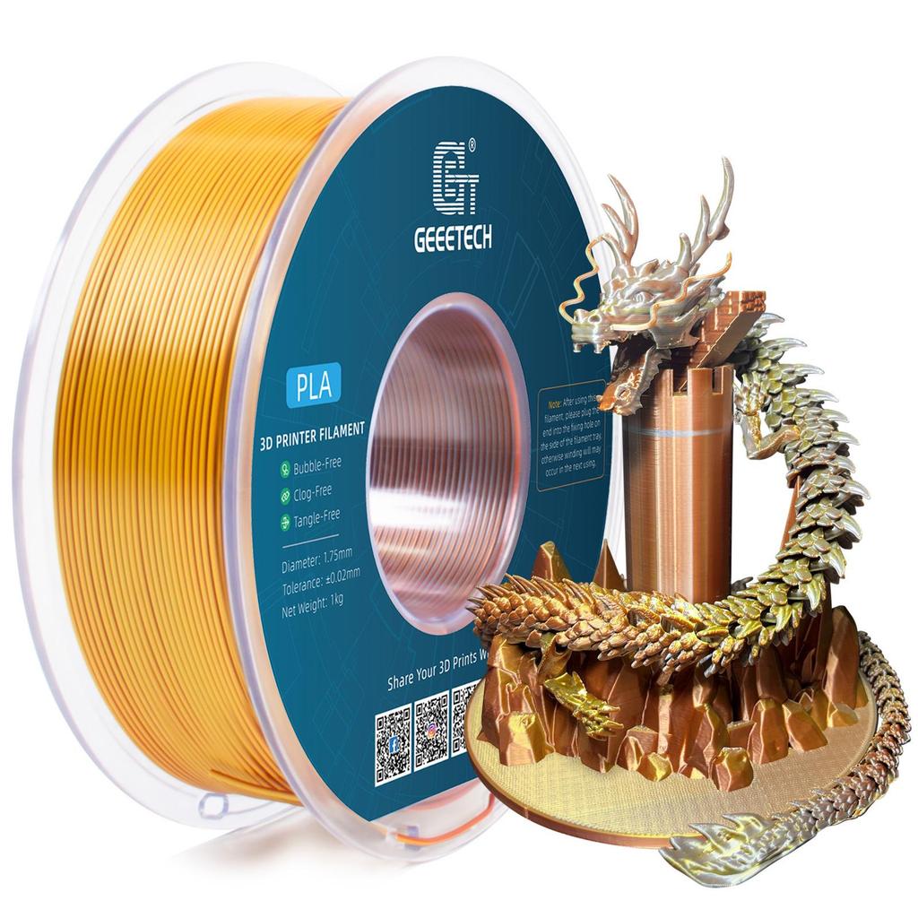 Filamento PLA Multicor com Aspecto de Seda para Impressora 3D (Duas/Três Cores, 1,75mm)