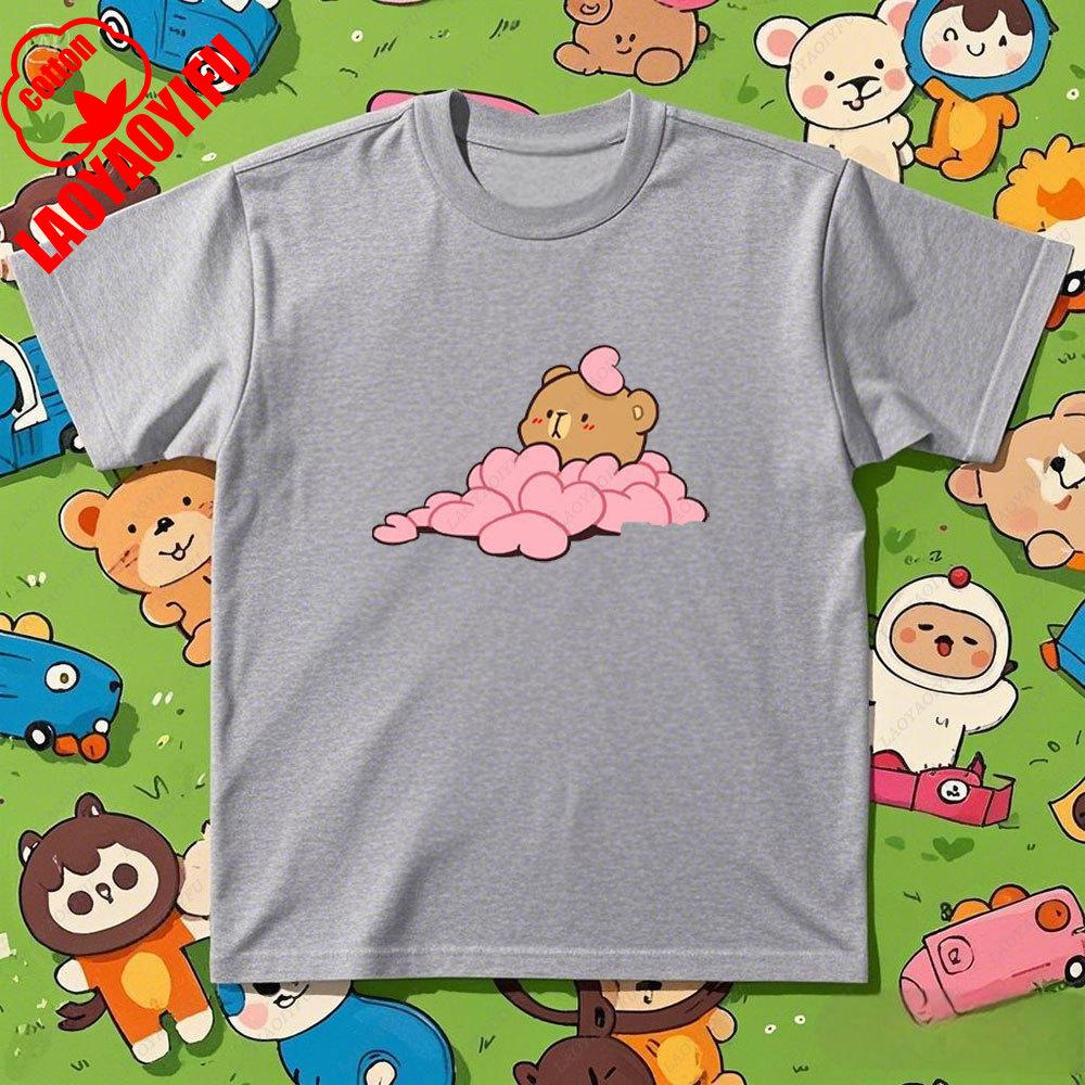 Kawaii Women Unisex Matching Milk and Mocha TShirt Cartoon Anime Print Cotton Tee Funny Couple Tshirts Summer Casual Shirt Tops