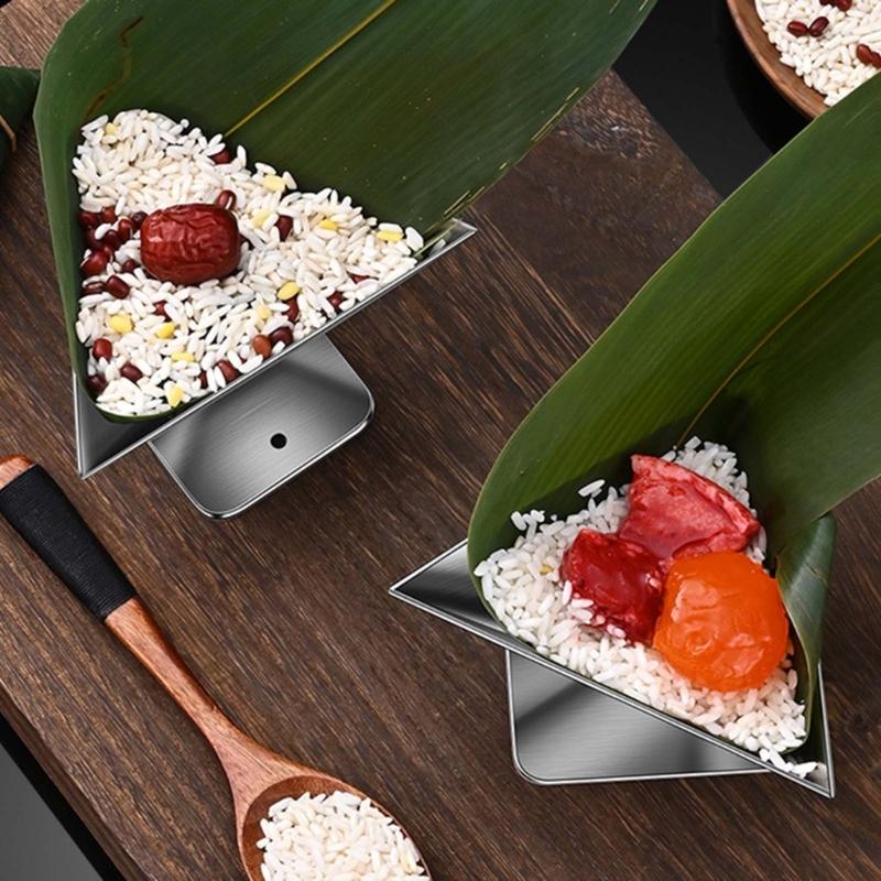 Stainless Steel Zongzi Mold DIY Traditional Chinese Food Rice Dumplings Rice Balls Making Molds Triangular Trapezoidal