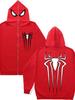 American Casual Hooded Long Zipper Sweatshirt for Men, Autumn/winter New Youth Loose Simple Spider-Man Print Sweatshirt