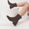 Gray Fashion Short Boots round Toe Women's Ankle Boot Low Heel Adult Glue Shoes Metal Decoration Autumn Winter Female Footwear