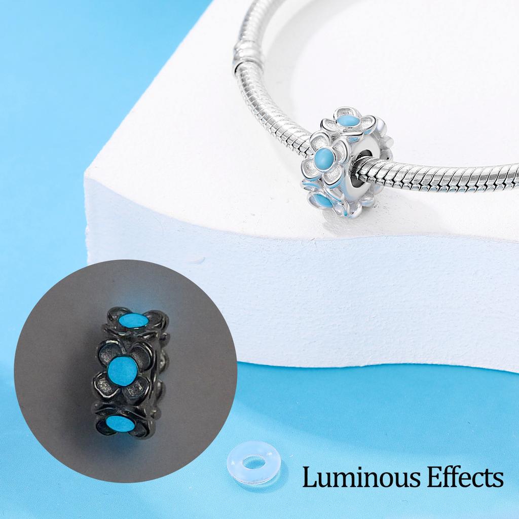White Copper Plated 9 Silver Beads Flower Light Fixed Beads Isolation Beads High-End Diy Bracelet Necklace