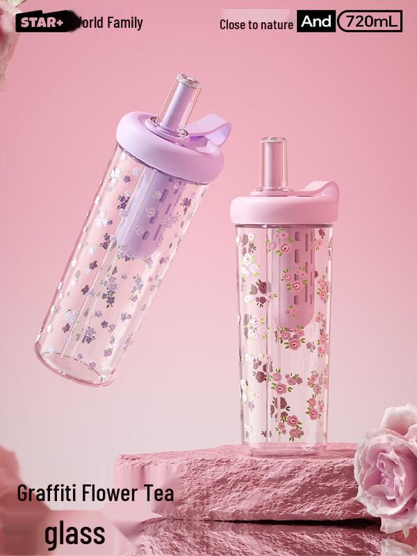 High Aesthetic Portable Borosilicate Glass Water Bottle 720ml