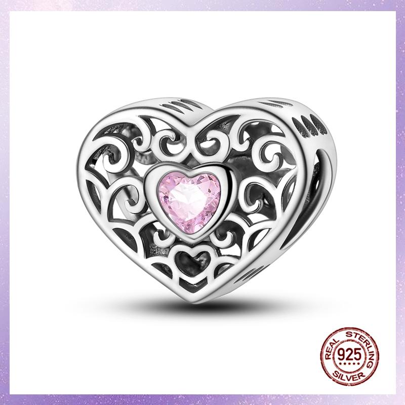 Purple Charms Copper Fit Original Pendant Bracelet Butterfly Glass Heart Feather Clip Charm Dangle Luminous Bead Diy Jewelry