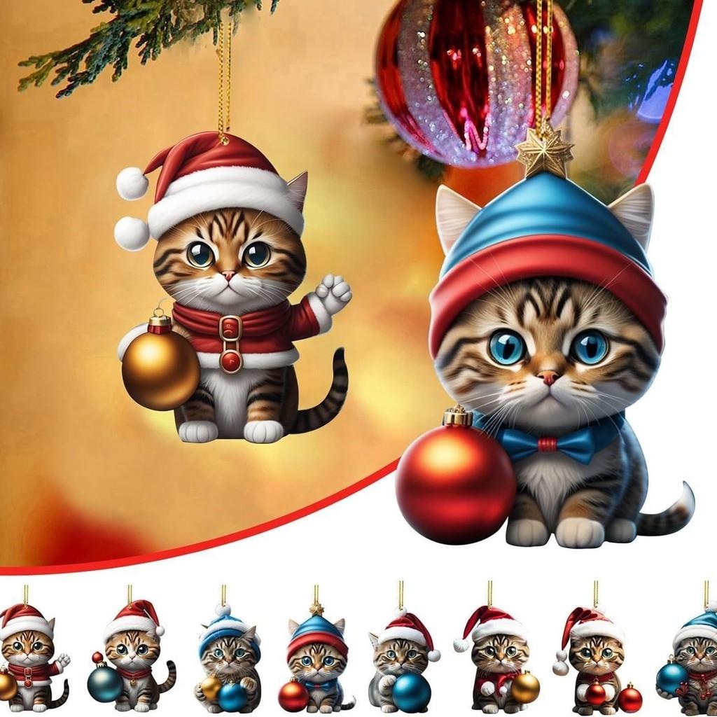 Cartoon Gift Cute With Cat Pattern Acrylic Pendant For Decoration Christmas