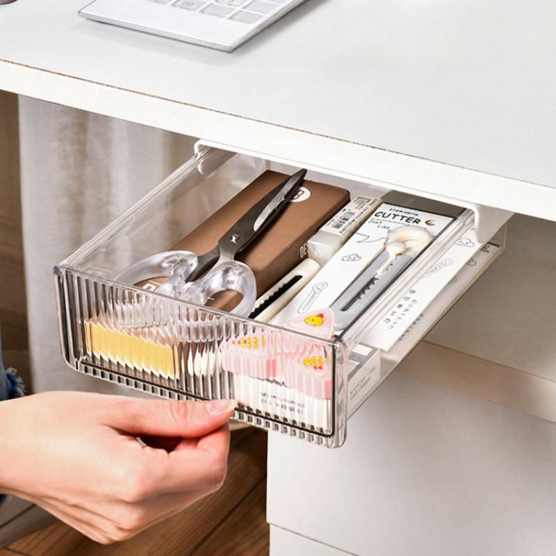 Punch-Free Drawer Style Sundries Storage Box Under The Table Home Plastic Hidden Multifunction Office Supplies Organization Bins