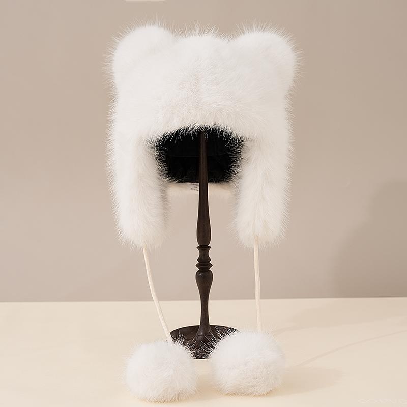 

Шапка для защиты ушей Big Furry Bear для женщин зимой, теплая и милая, ветрозащитная шапка для езды на велосипеде ONE SIZE