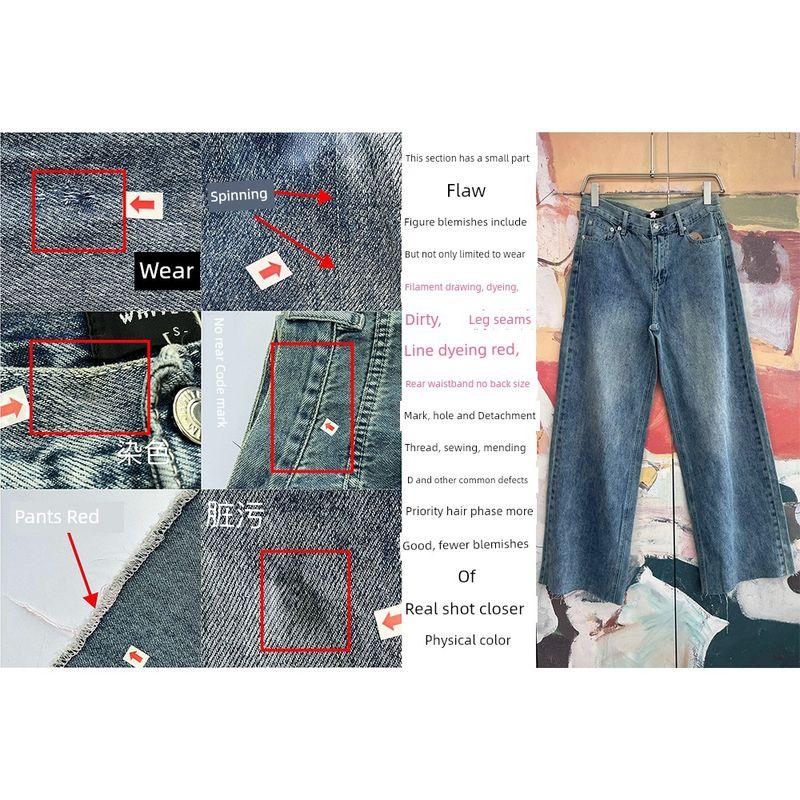 Foreign Trade Original Order WF Callyoumineitgirl Wide Leg Straight Edging Hem Jeans DS2 1208