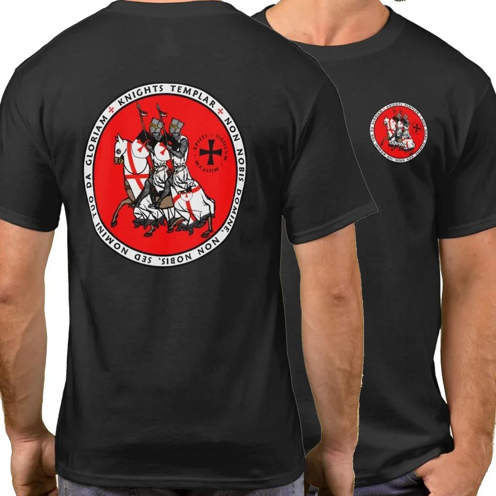 Two Knights On One Horse Seal Templar Knights Symbol TShirt 100 Cotton ONeck Summer Short Sleeve Casual Mens Tshirt