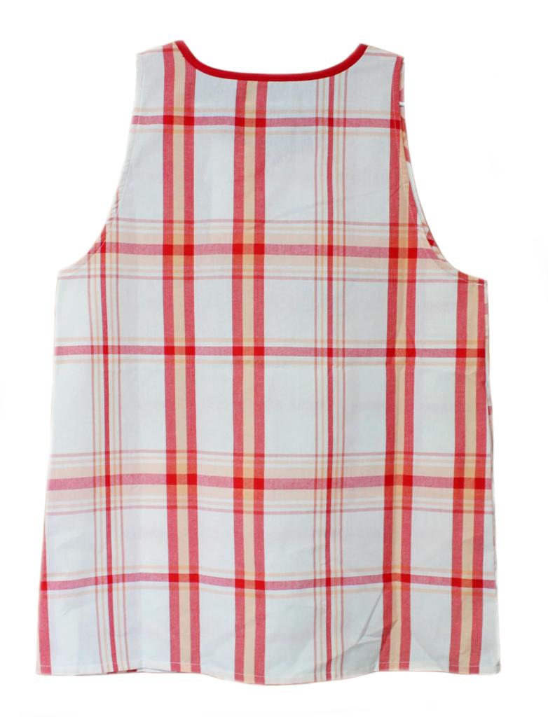 Dyna Works Moomin Love Side Two for Nursery Teachers Orange Apron, "I Moomin" Series, Buttons, Pockets, (Stinky Check, Red)