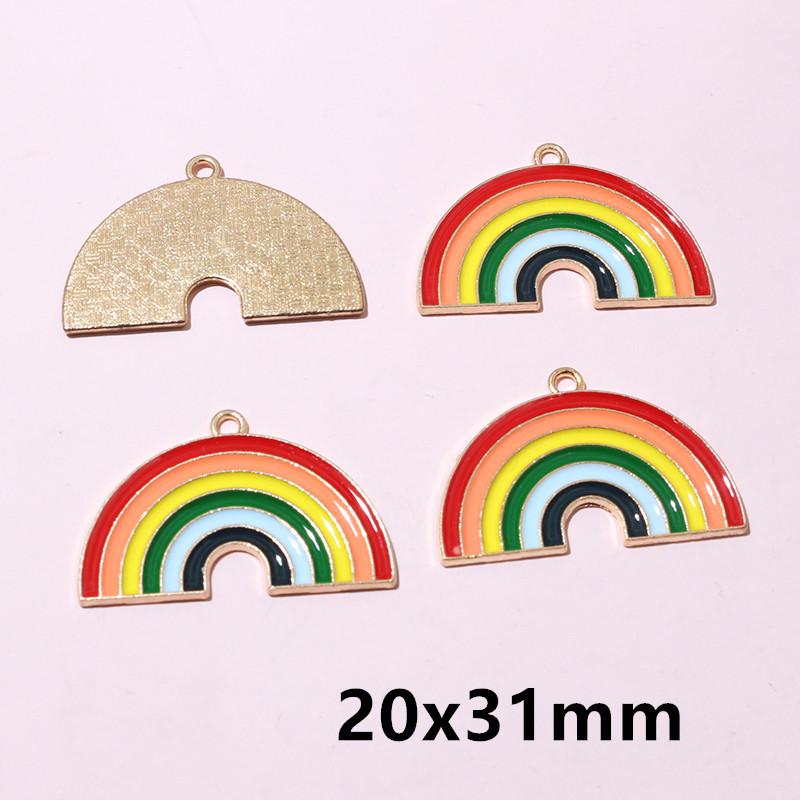 10pcs Cute Enamel Rainbow Charms Pendant Alloy Metal DIY Jewelry Making Accessories Findings for Necklace Earrings Bracelets