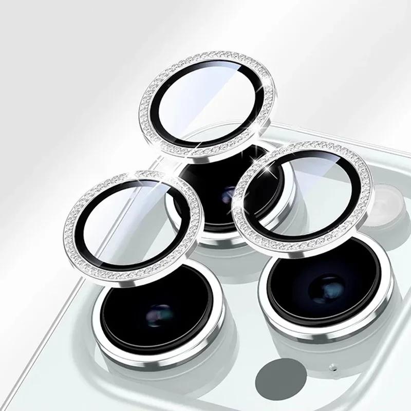 Sparkly Rhinestone Camera Lens Protector Case For iPhone 17 16 15 14 13 12 11 Pro Max 15 16 Plus 16E Screen Protector Film