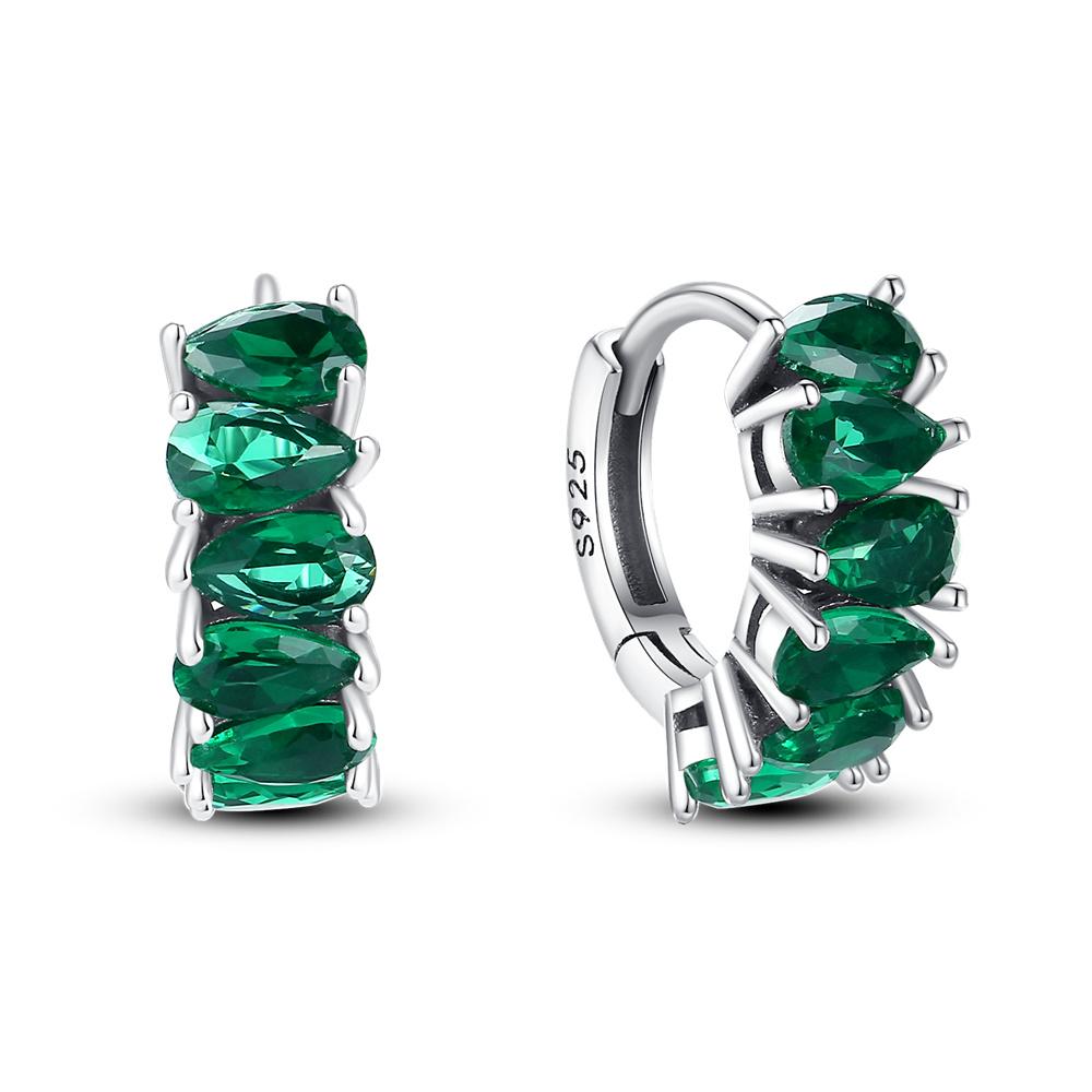 Hot Sale 925 Sterling Silver Animal Plant Green Series Jewelry Fashion Zircon Circle Hoop Earrings for Women Gift Accessories