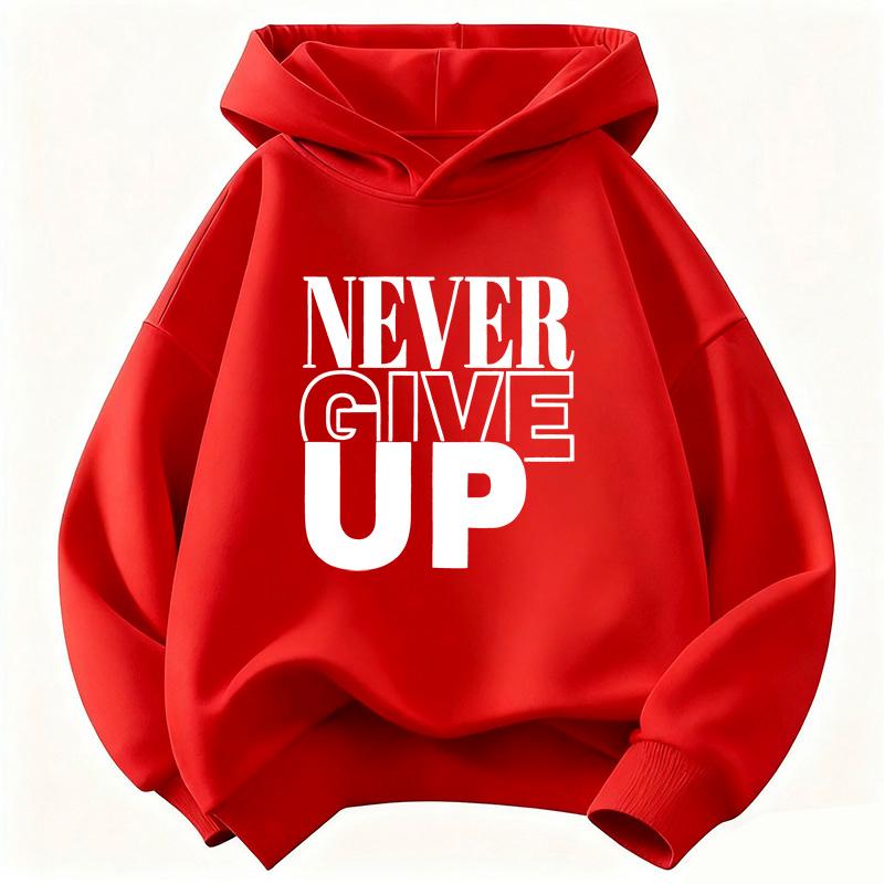 Nooit Opgeven Brief Print Hoodie Kinderen Lente Kinder Sweatshirt Hoody Casual Hoodies voor Jongens Meisjes Kleding