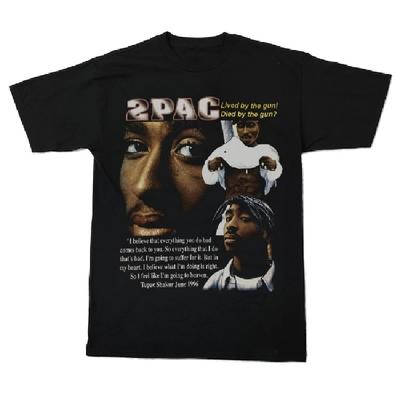 2PAC Tupac 2PACT Shirt Hip Hop Street European and American Portrait Old Printed Retro Rap VINTAGET Shirt4