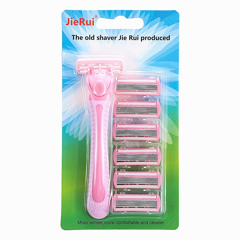 Women's 6-Layer Shaving Razor with 6 Replacement Blades & Handle for Legs and Armpits