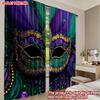2D flat printing 2pcs Curtain Curtain Mardi Gras Mask and Feathers Digital Printed Polyester Drapes Family Party Decoration for