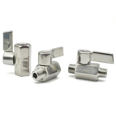 304 Mini Küresel Vana Hijyenik Sınıf 1/8 1/4 3/8 1/2 3/4 BSPT NPT Dişli Paslanmaz Çelik Sap Kendi Yapımı Su Oleik Asit