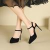 8-1 pointed thin heel black high heels women's summer new bag head hollow waterproof table high heel single shoes