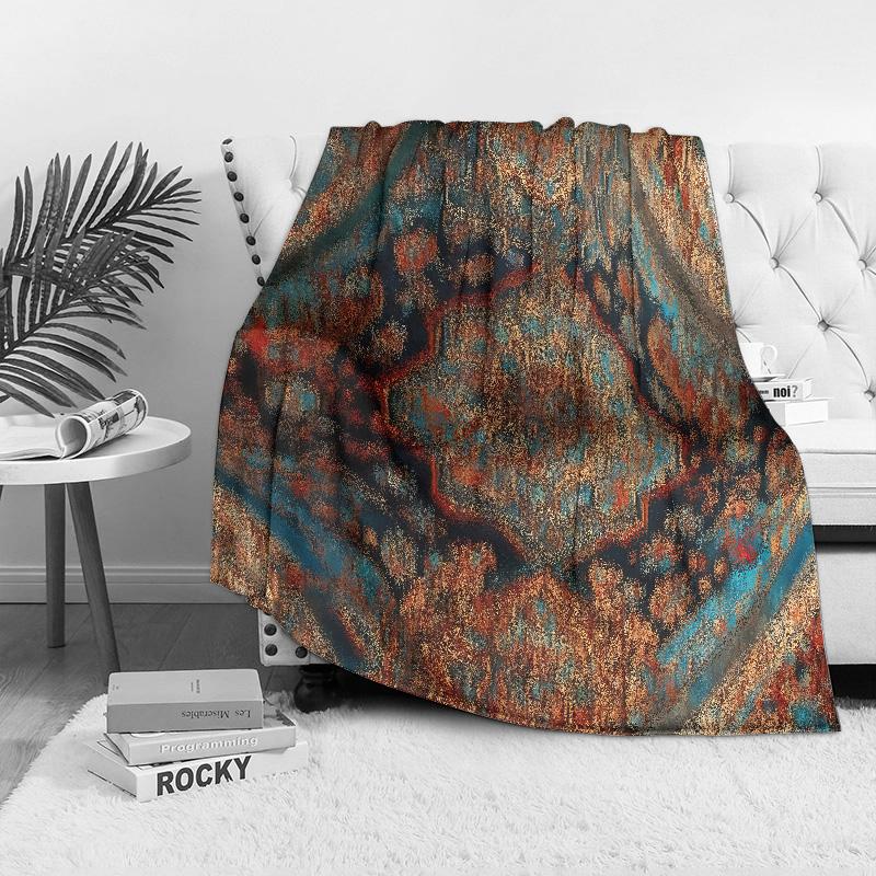 Bohemian Ethnic Pattern Velvet Throw Blanket Rug Decorative Sofa Bed Cushion Cover Home Decor