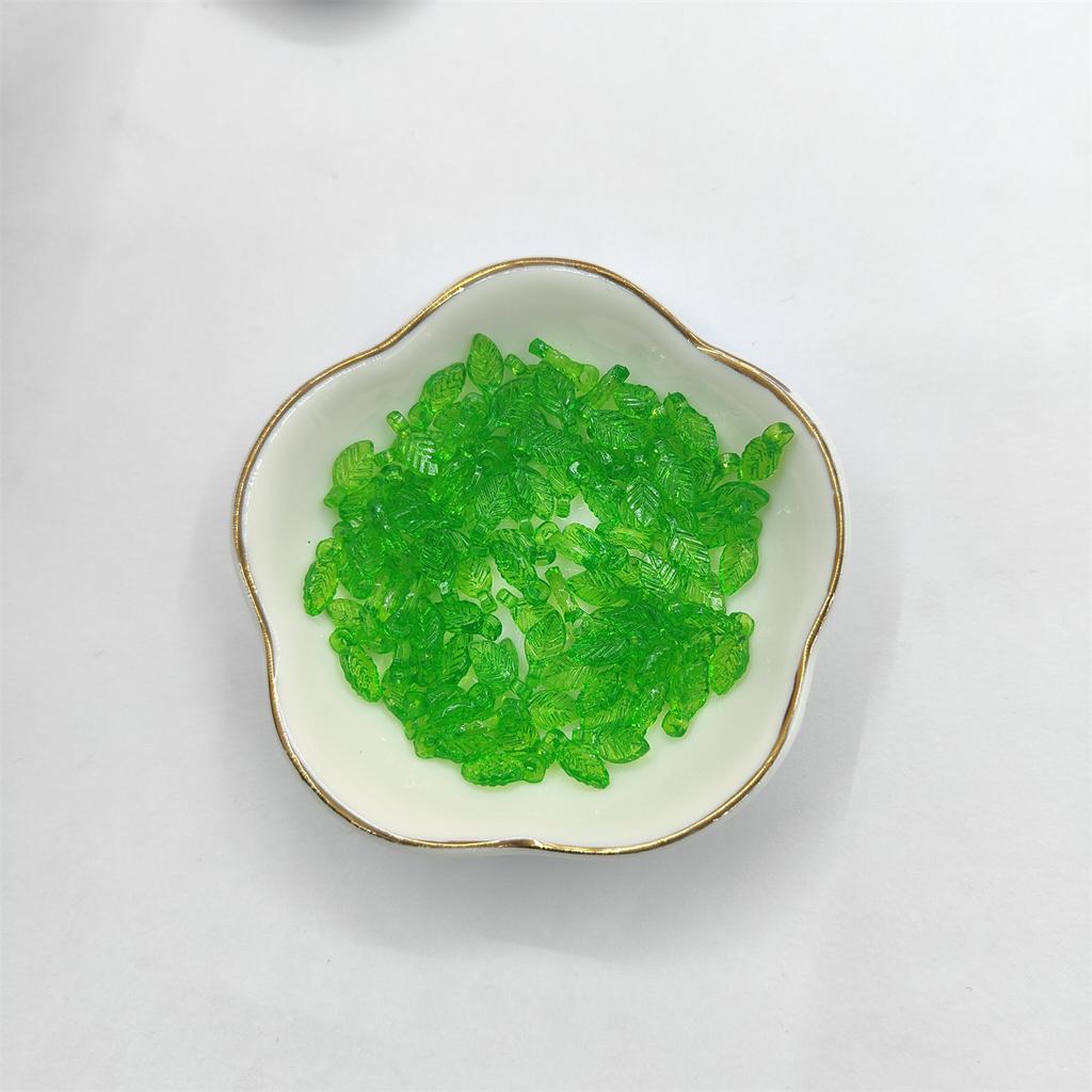 Creative Pendant Beads Fashion Acrylic DIY Handmade Accessories 100Pcs Leaf Earring Ornament Materials Jewelry Making Green