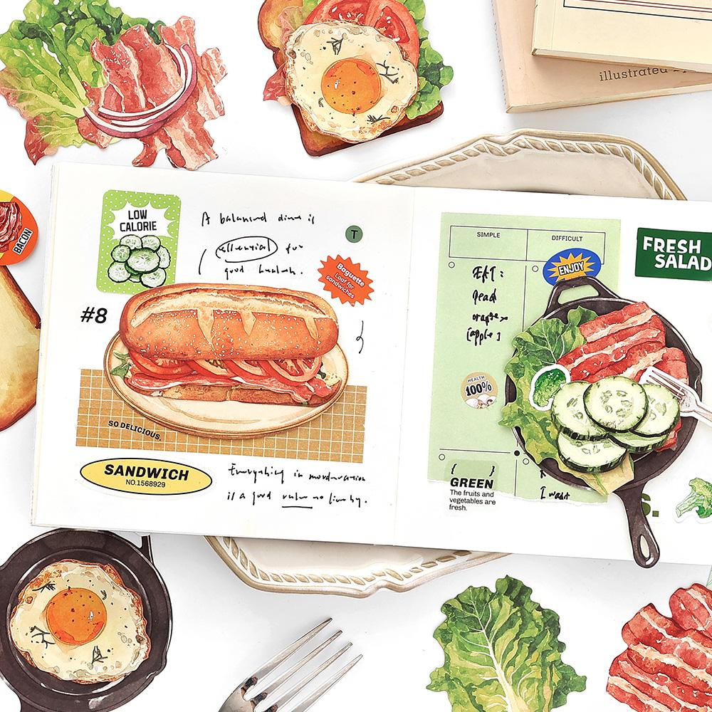 20sheets/bag Fifth Material Pack Snacks Desserts Fruits Daily Life Items Pattern Folding Notes for Message Paper Greeting Cards