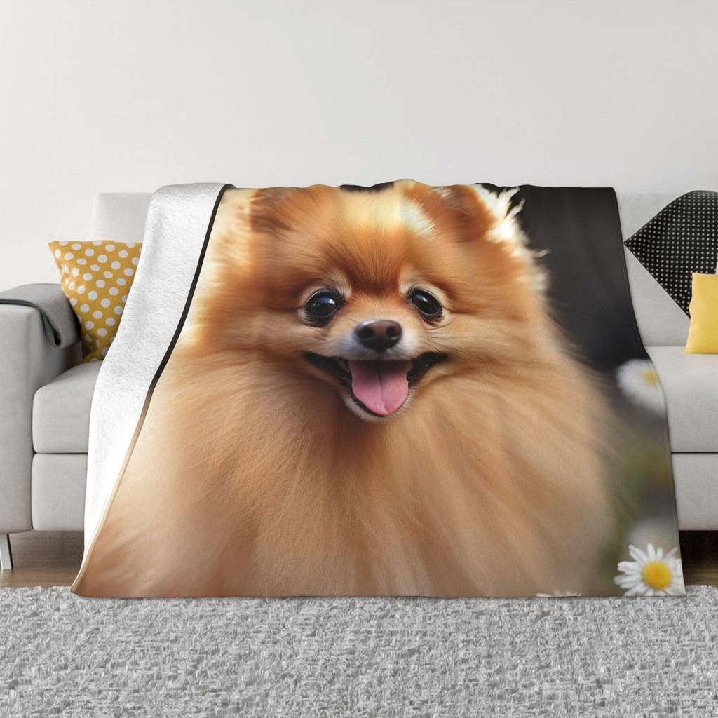Cute cartoon dog Printed Blanket for Sofa Bed Travel Camping Living Room Office Conditioning Blanket for All Seasons Gifts