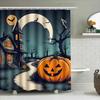 Tuniu Creepy Haunted House Halloween Theme Bathroom Curtain Spooky Pumpkin Decor For Kids And Adults