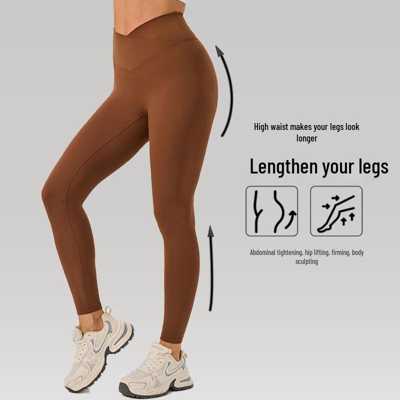 Cross-High Waist Women's Yoga Pants - Hip Lifting, Body Shaping, Pilates Fitness Leggings.