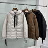 Womens Hooded Duck Down Jacket With Drawstring Cap Regular Fit Winter Coat Daily Wear