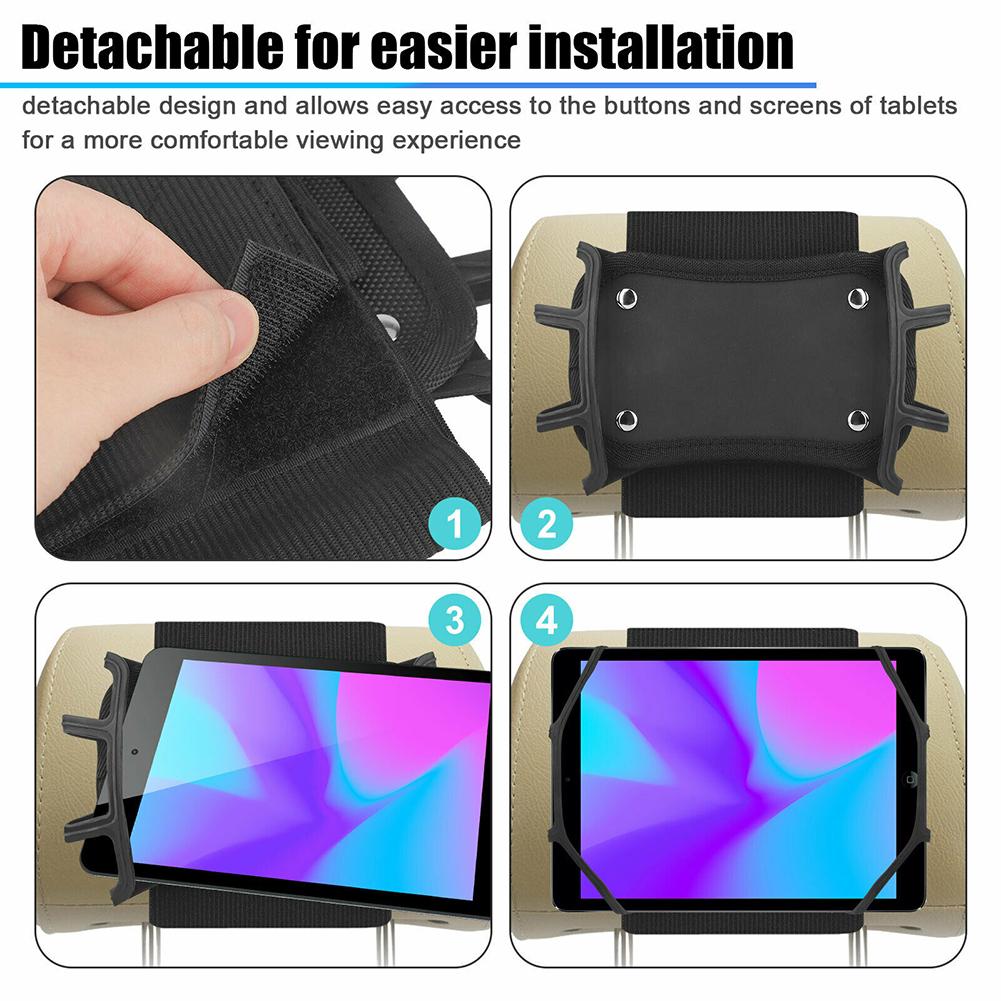 Adjustable Car Headrest Mount Holder Stretchable Silicone Cover Bracket Car Seat Back Universal Compatible For Ipad Tablets Phone