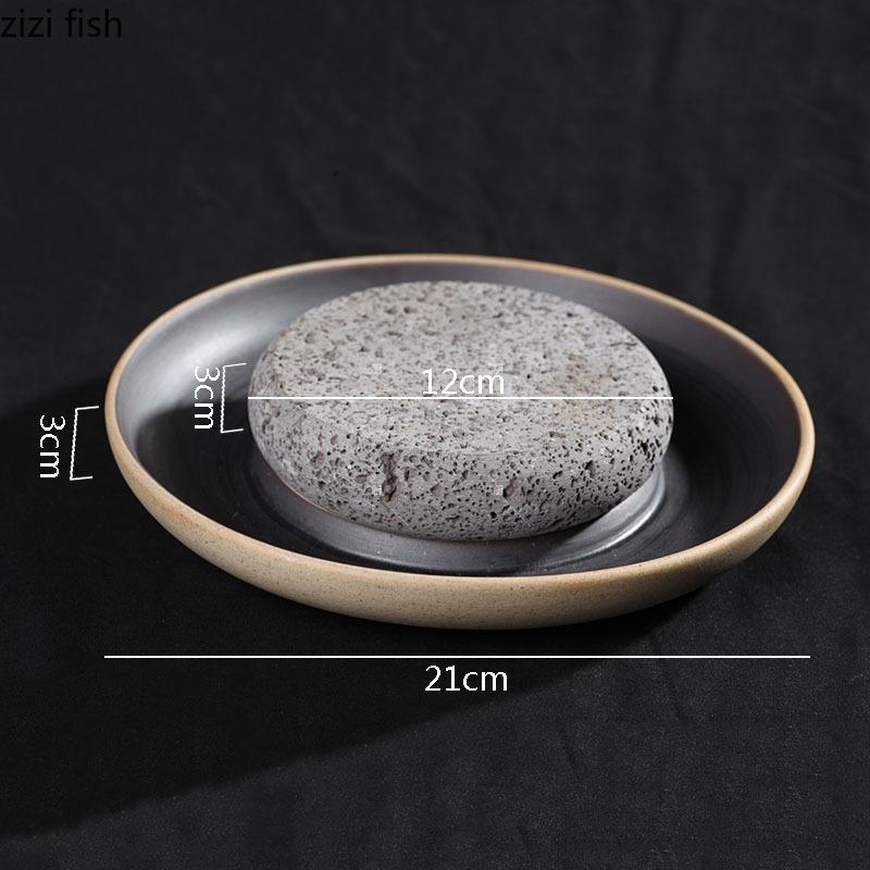 Assiette de Dîner Créative en Céramique Pierre Volcanique Chauffante Vaisselle Assiette à Sushi Restaurant Spécialité Vaisselle Cuisine Moléculaire