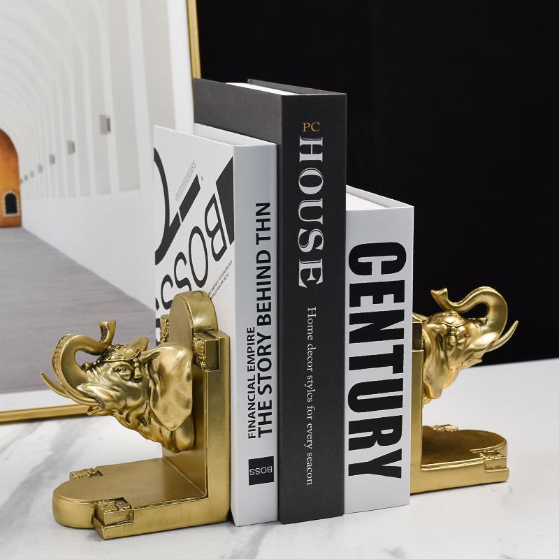 Imitation Copper Tiger Head Book Push Bookend Resin Handicraft Ornament Model Room Office Animal Decoration