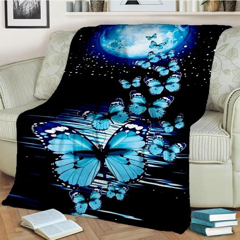 Cartoon Dream Butterfly Flower Blanket,Soft Throw Blanket for Home Bedroom Bed Sofa Picnic Travel Office Rest Nap Cover Blanket