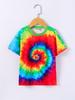 Children's T-shirt Rainbow Tie-Dye 3D Print Kids Clothes Short Sleeve T-Shirt Summer Children Top Round Neck Children's Clothing
