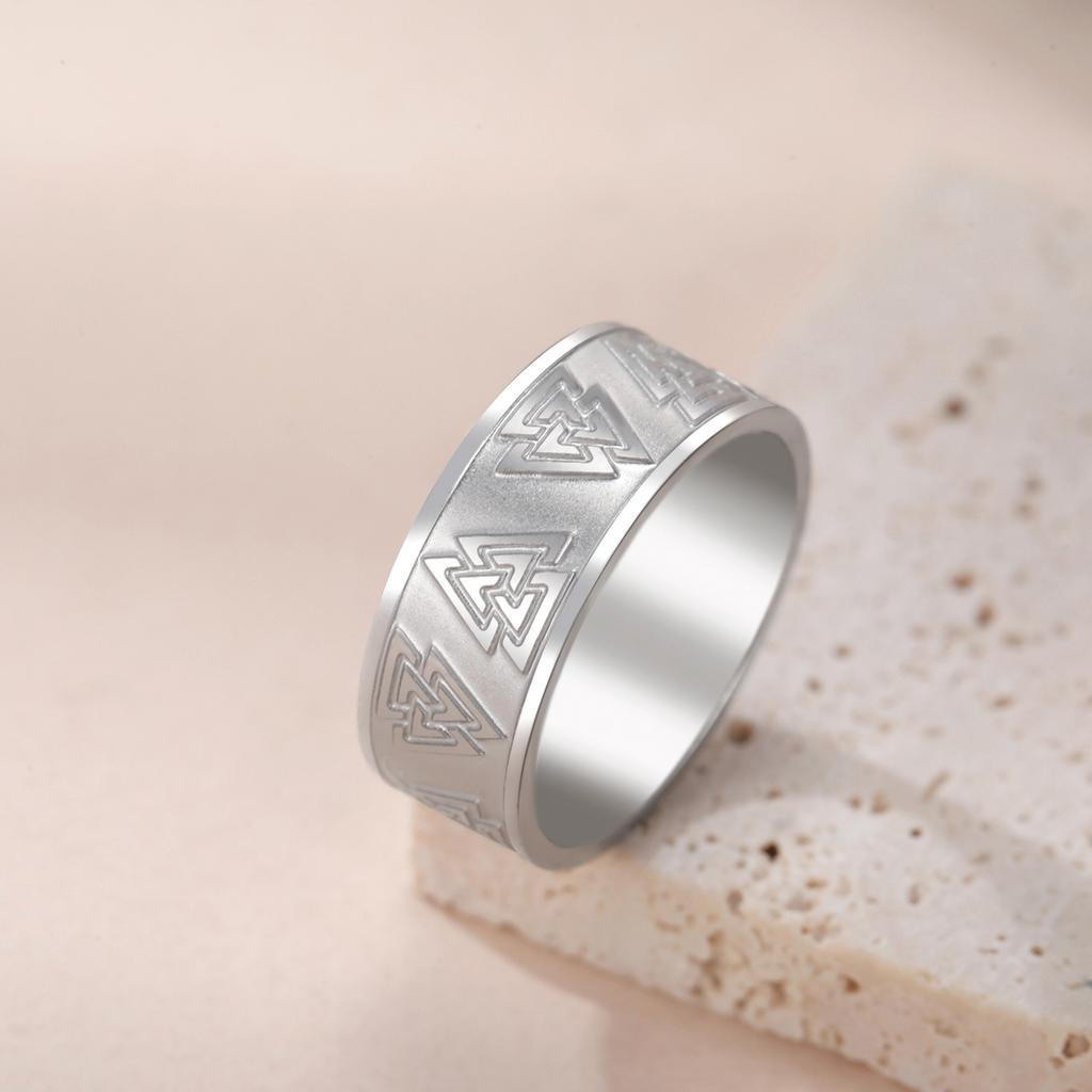 Stainless Steel Valknut Ring Odin Symbol Norse Mythology Amulet Ring for Men Women Vintage Punk Biker Jewelry