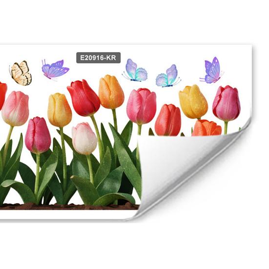 Colorful Tulip Butterfly Wall Stickers Electrostatic Adsorption Removable Decorative Decals for Home Background Window Decor