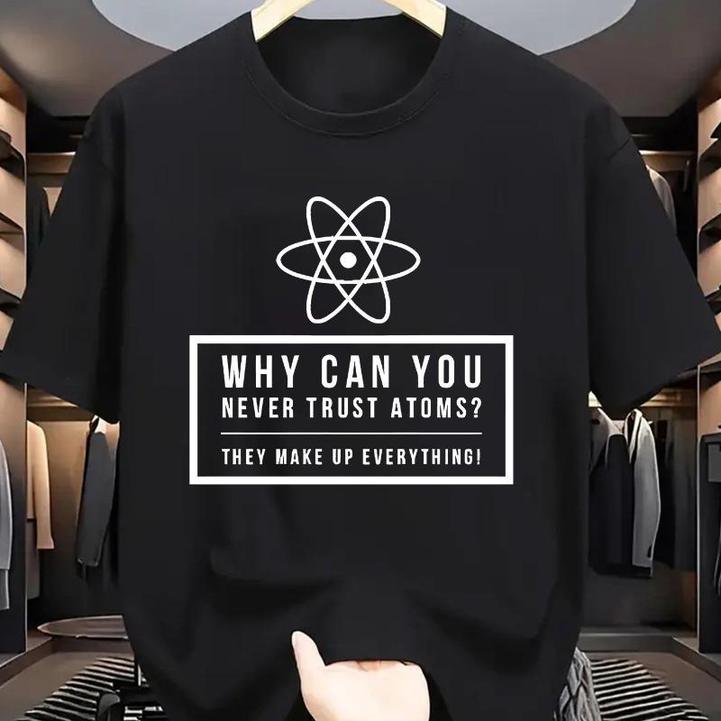 

European sizes Men s Science Joke T-Shirt with Atomic Model & Chemistry Pun - Funny Physics Humor, Grey Round Neck Casual Tee for Science 4XL чорний