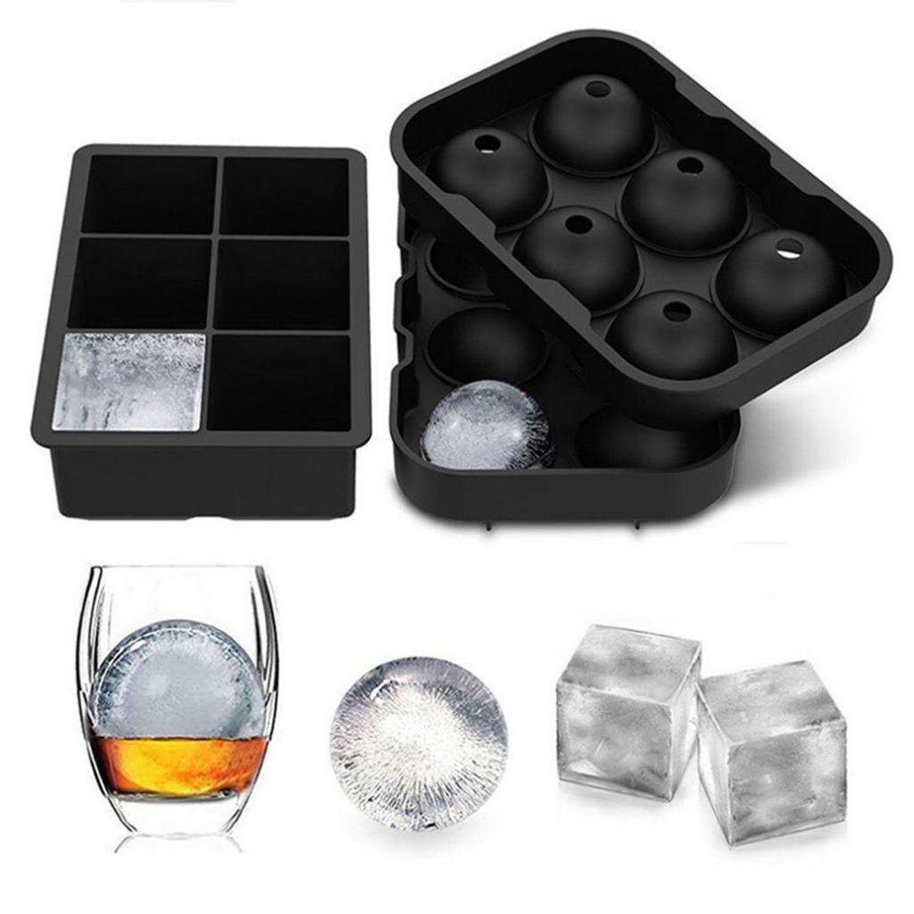Ice Tray Ice Cube Ball Maker Mold Silicone Box Easy Release with Lid for Bar Home